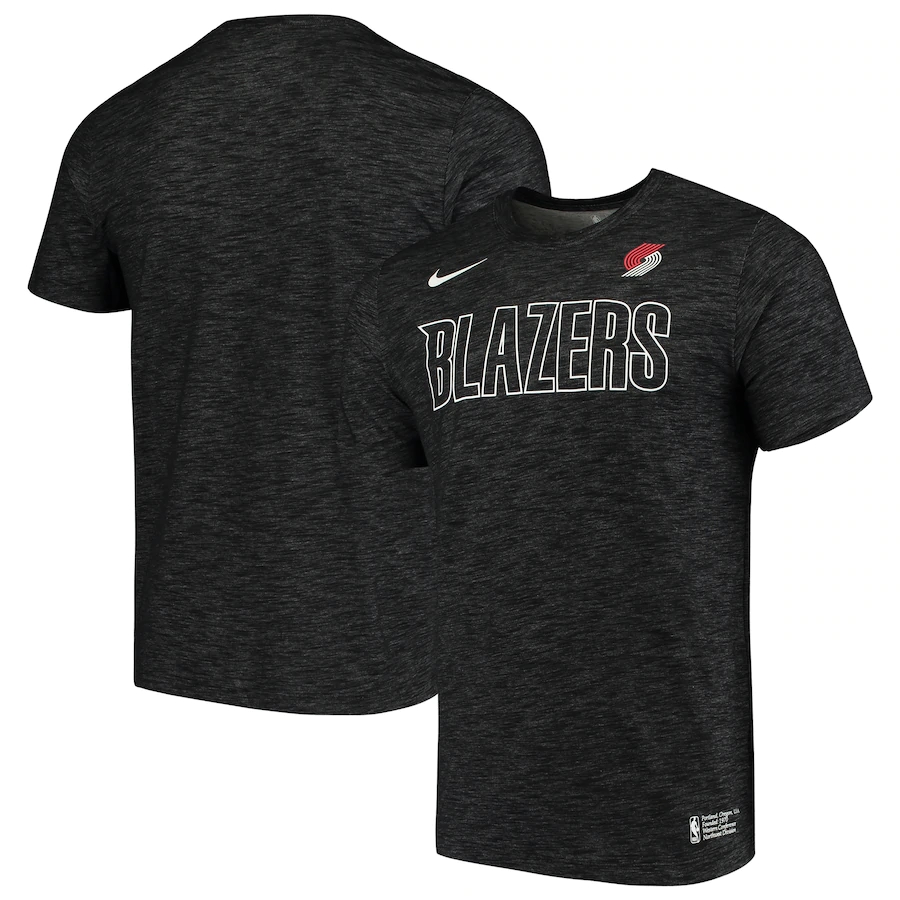 2020 NBA Men Nike Portland Trail Blazers Heathered Black Essential Facility Performance TShirt->nba t-shirts->Sports Accessory